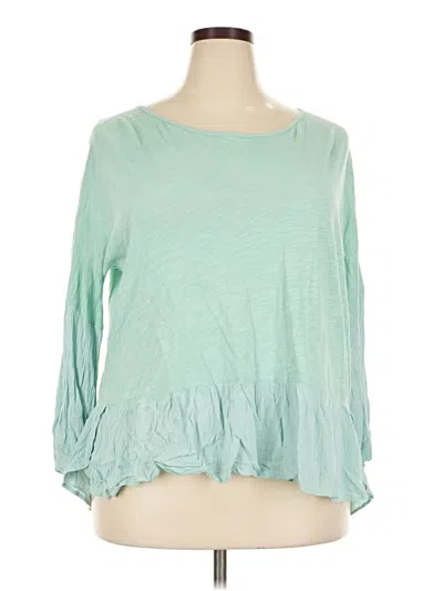 Pre-owned Matilda Jane Long Sleeve Top Green Boatneck Tops
