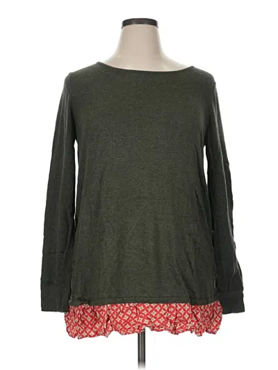 Pre-owned Matilda Jane Long Sleeve Top Green Boatneck Tops