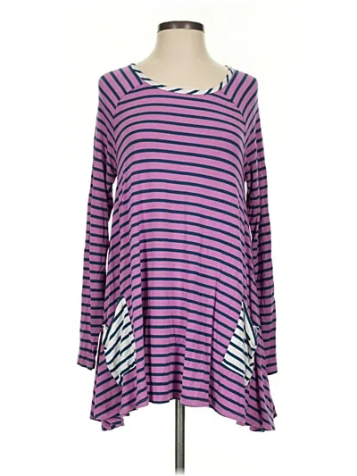Pre-owned Matilda Jane Long Sleeve Top Purple Scoop Neck Tops