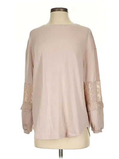 Pre-owned Matilda Jane Long Sleeve Top Tan Crew Neck Tops