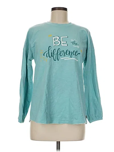 Pre-owned Matilda Jane Long Sleeve Top Teal Crew Neck Tops