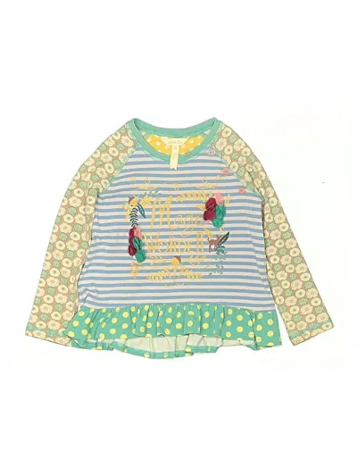 Pre-owned Matilda Jane Kids' Long Sleeve Top Teal Crew Neck Tops In Blue