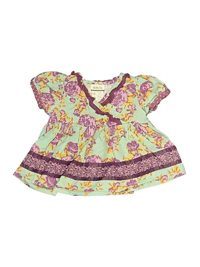 Pre-owned Matilda Jane Kids' Short Sleeve Blouse In Green
