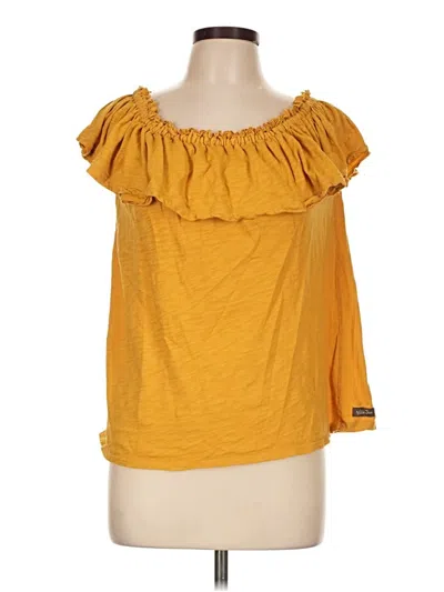 Pre-owned Matilda Jane Short Sleeve Top Gold Cold Shoulder Neckline Tops