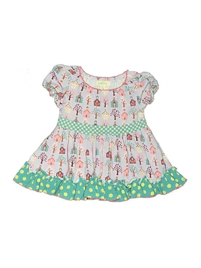 Pre-owned Matilda Jane Kids' Short Sleeve Top Green Ruffles Neckline Tops