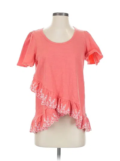 Pre-owned Matilda Jane Short Sleeve Top Orange Sweetheart Neckline Tops