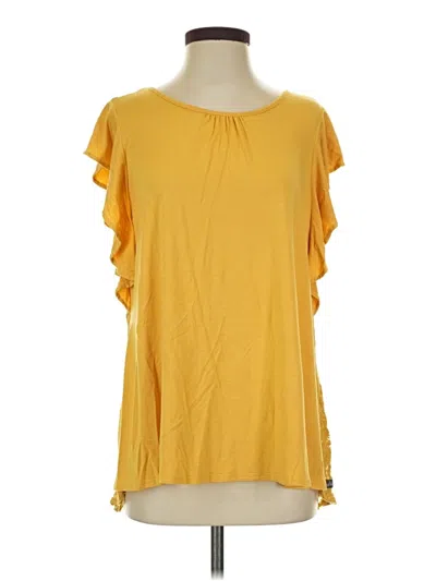 Pre-owned Matilda Jane Short Sleeve Top Yellow Cold Shoulder Neckline Tops