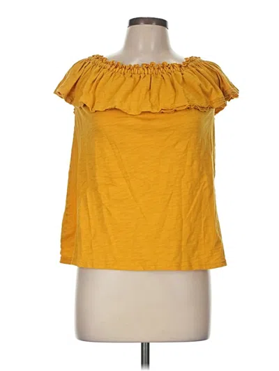 Pre-owned Matilda Jane Short Sleeve Top Yellow Off The Shoulder Neckline Tops