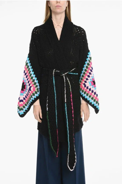 Matimì Crocket Maxi Cardigan With Belt In Multi