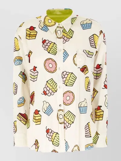 Matimì Stretch Silk Blouse Drop Shoulders Print In Neutral