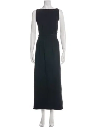Pre-owned Matin Bateau Neckline Long Dress In Black