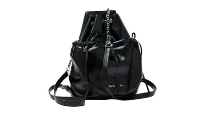 Pre-owned Matin Kim Draw String Ribbon Back Pack In Black