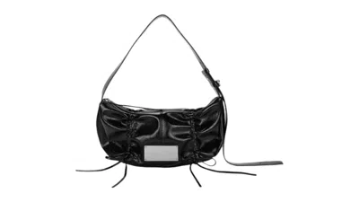 Pre-owned Matin Kim Half Shirring Ribbon Round Bag In Black