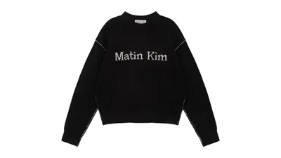 Pre-owned Matin Kim Line Point Logo Knit Pullover In Black
