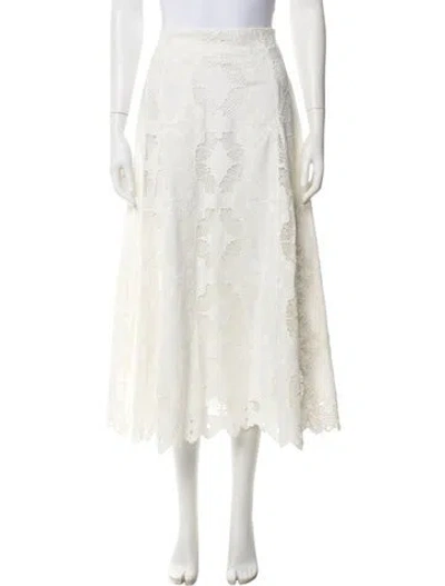 Pre-owned Matin Lace Pattern Midi Length Skirt In Neutral