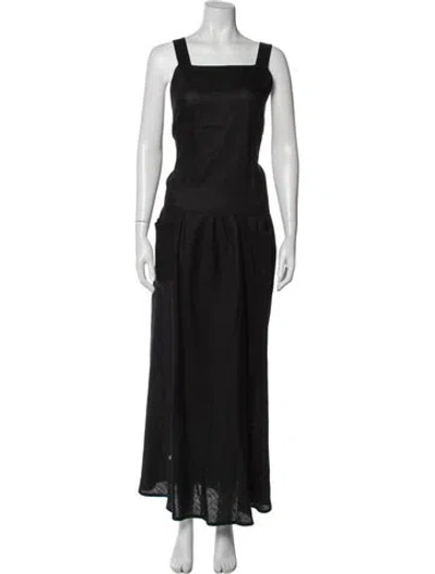 Pre-owned Matin Linen Long Dress In Blue