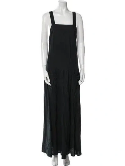 Pre-owned Matin Linen Long Dress In Blue