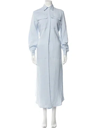 Pre-owned Matin Linen Long Dress In Blue