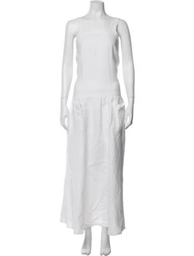 Pre-owned Matin Linen Long Dress In White