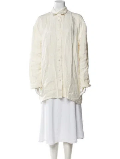 Pre-owned Matin Linen Long Sleeve Button-up Top In Neutral