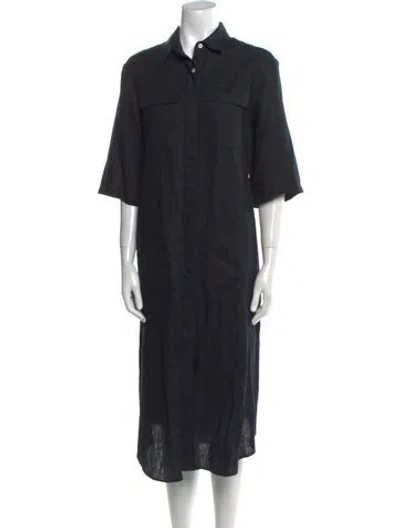Pre-owned Matin Linen Midi Length Dress In Black