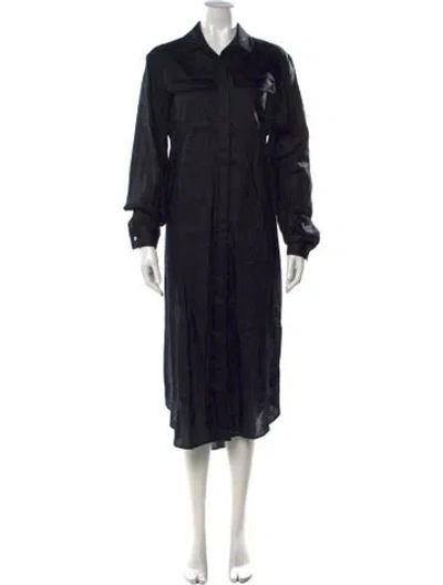 Pre-owned Matin Linen Midi Length Dress W/ Tags In Black