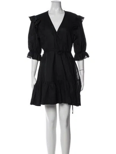 Pre-owned Matin Linen Mini Dress In Black