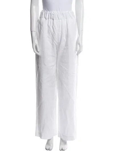 Pre-owned Matin Linen Wide Leg Pants In White