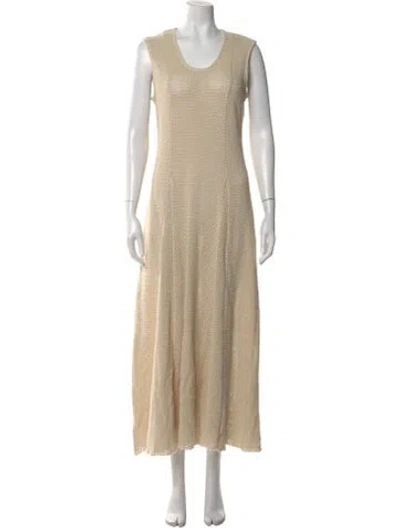 Pre-owned Matin Scoop Neck Long Dress In Neutral