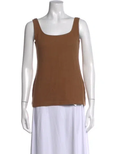 Pre-owned Matin Scoop Neck Sleeveless Top In Brown
