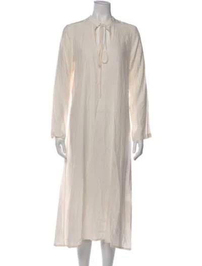 Pre-owned Matin Silk Long Dress In Neutral