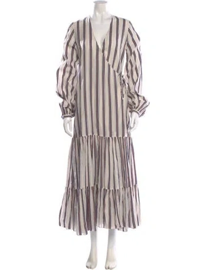 Pre-owned Matin Striped Long Dress In Neutral
