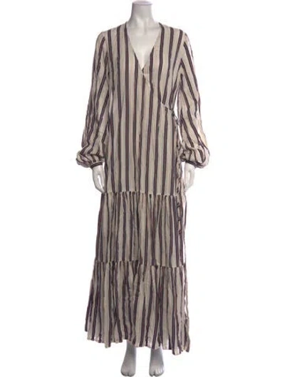 Pre-owned Matin Striped Long Dress In Neutrals