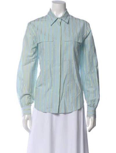 Pre-owned Matin Striped Long Sleeve Button-up Top W/ Tags In Blue