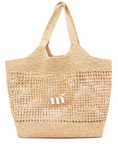 Matinee Donna Logo-plaque Woven Tote Bag In Neutral