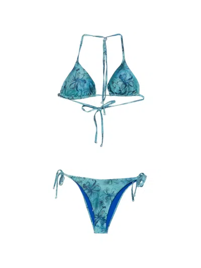 Matinee Floral-print Bikini In Blue