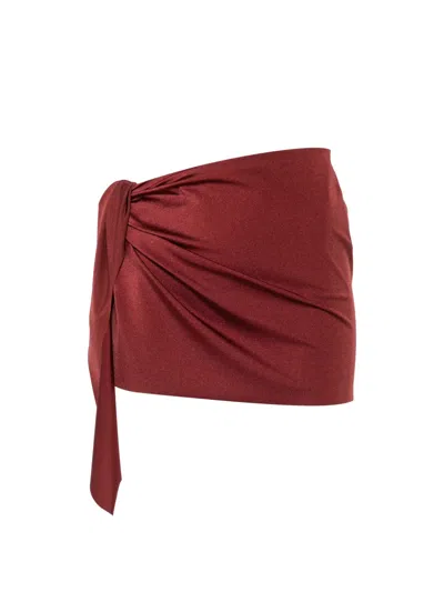 Matinee Knot-detail Sarong Skirt In Red