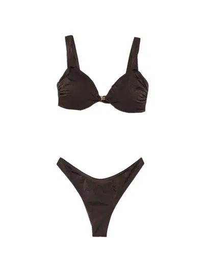 Matinee Logo-plaque Bikini In Brown