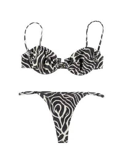 Matinee Marina Zebra-print Bikini In Black