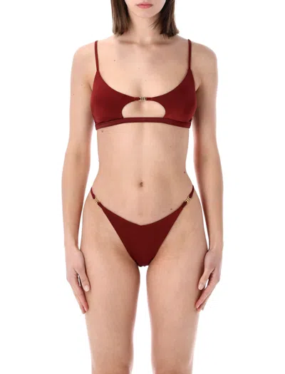Matinee Matinée Matinée Taylor Glossy Lycra Bikini In Burgundy