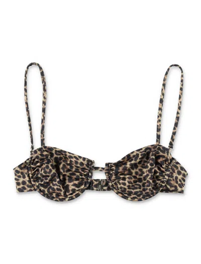 Matinee Mini Leopard Print Slim-fit Bikini Top In Brown