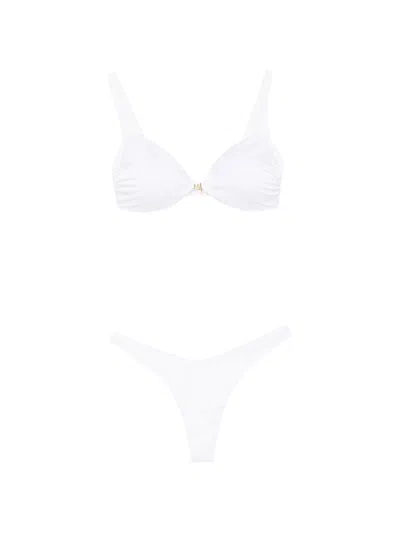 Matinee Ruched-detail Bikini In White