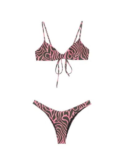 Matinee Zebra-print Glitter Bikini In Brown