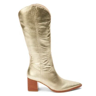 Pre-owned Matisse Addison Metallic Pointed Toe Cowboy Womens Gold Casual Boots Addison-71 In Gray