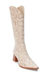 Matisse Addison Pointed Toe Western Boot In Beige Multi Snake