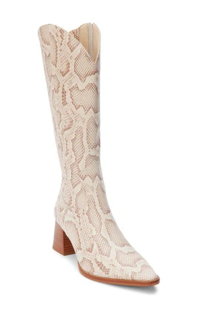 Matisse Addison Pointed Toe Western Boot In Beige Multi Snake