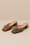 Matisse Basilio Heeled Mule In Brown Snake In Brown