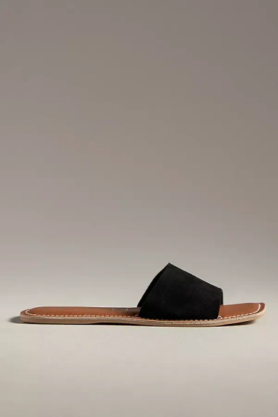 Matisse Beach Bali Suede Square-toe Slide Sandals In Black
