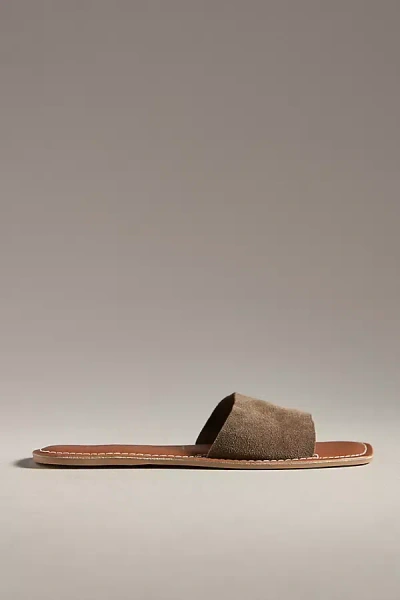 Matisse Beach Bali Suede Square-toe Slide Sandals In Brown