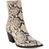 Matisse Caty Western Pointed Toe Bootie In Neutral Snake/ Black